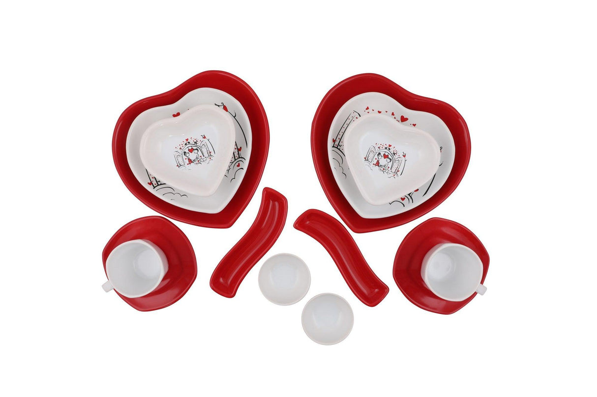 Set de mic dejun, Roșu, 14 piese