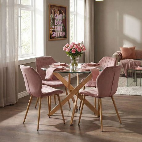 Set de Mobilă pentru Dining, cu Scaune Brand Rotten Apple și Masă din Sticlă Antoro, Sticlă și Lemn, Masă, Set 5 piese, 100x75 cm