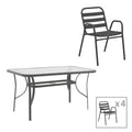 Set de mobilier de dining cu masă și scaune Ensure-Sussie, Metal și Sticlă, 140x80x70 cm