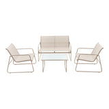 Set de mobilier de exterior cu funcție relaxare Veranda, textilene-metal, cappuccino, 110x74x75 cm