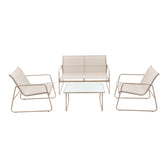 Set de mobilier de exterior cu funcție relaxare Veranda, textilene-metal, cappuccino, 110x74x75 cm, imagine suplimentara