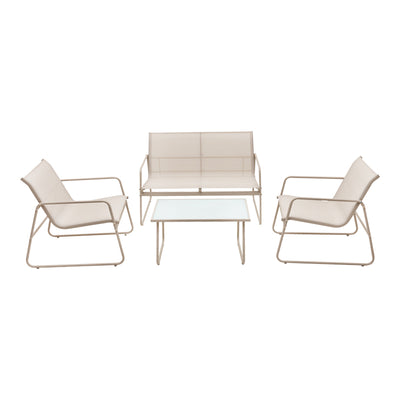 Set de mobilier de exterior cu funcție relaxare Veranda, textilene-metal, cappuccino, 110x74x75 cm, imagine suplimentara