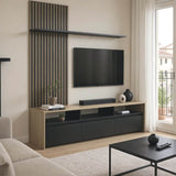 Set de mobilier living cu rafturi Delfina și metal, Sonoma - Negru, 190x40x199 cm - Negru