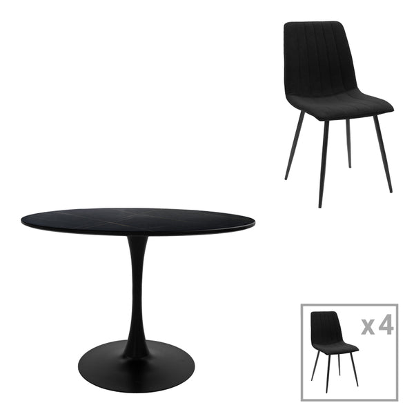 Set de Mobilier pentru Dining Balou-Noor, & Țesătură, Negru, 100x73 cm