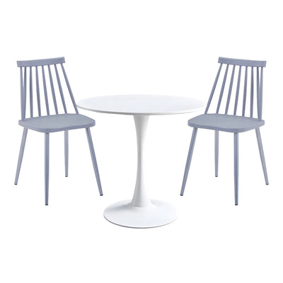 Set de mobilier pentru sufragerie cu masă și scaune Elijah-Aurora, Polipropilenă, Masa: 60x74 cm, Scaune: 2 bucăți, Alb-Gri
