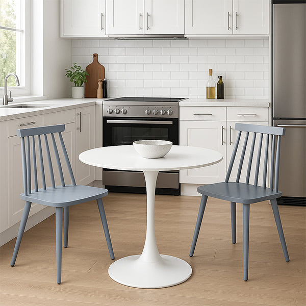 Set de mobilier pentru sufragerie cu masă și scaune Elijah-Aurora, Polipropilenă, Masa: , Scaune: 2 bucăți, Alb-Gri, 60x74 cm