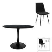 Masa Cu Scaune Set de sufragerie cu masă și scaune Balou-Noor, și, Negru, 120x73 cm