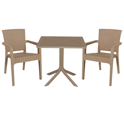 mobilier de gradina Set de sufragerie Groovy-Halcyon set 3 piese Crem 80x80x74 cm