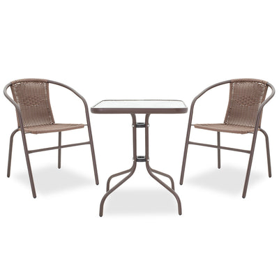 mobilier de gradina Set de sufragerie Obbi-Watson 3buc metal-pe maro
