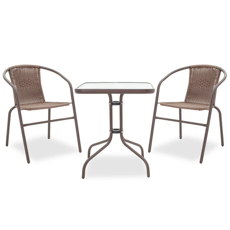 Set de sufragerie Obbi-Watson 3buc metal-pe maro, 60x60x60 cm