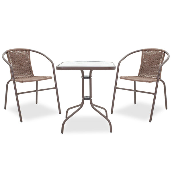 Set de sufragerie Obbi-Watson 3buc metal-pe maro, 60x60x60 cm