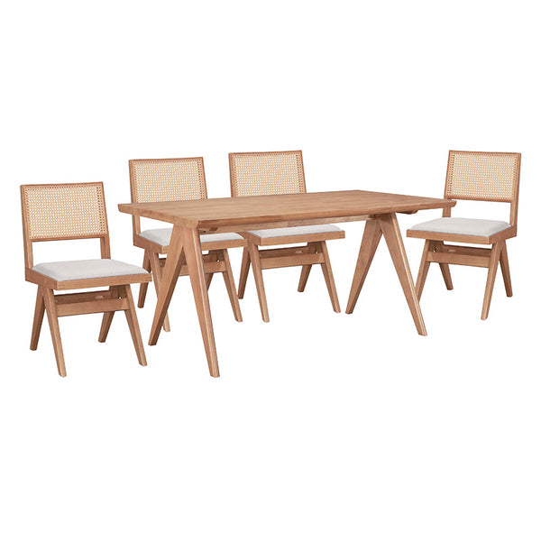 Set de sufragerie Winslow, 5 piese, nuc deschis, 160x85x75 cm