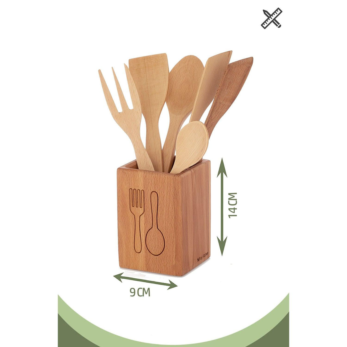 Set de ustensile de bucătărie Kitchenware Set   UP00678, Natural, 13x13x32 cm