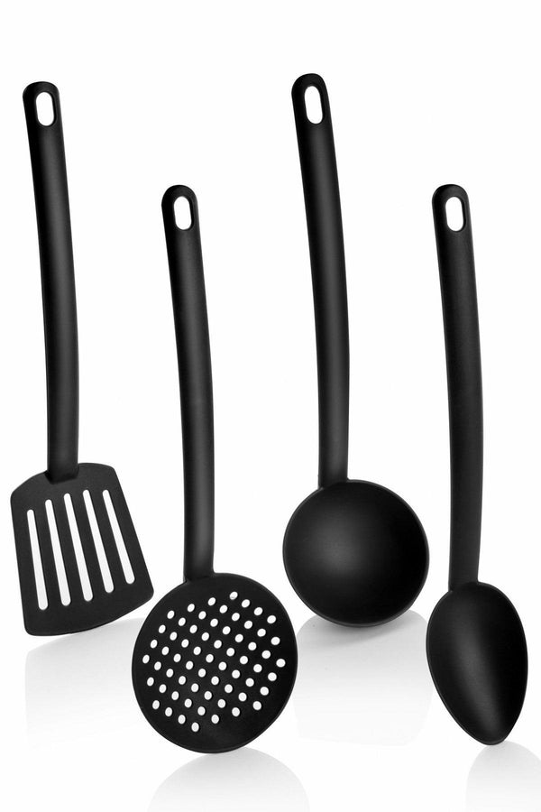 Set de ustensile de bucătărie, Negru, 34x5x34 cm