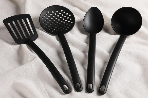 Set de ustensile de bucătărie, Negru, 34x5x34 cm