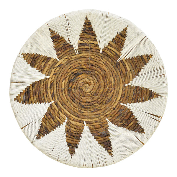 Set Decorativ Perete Cu Cercuri Wicker, Rattan Alb-Bej, Variate, 3 Piese, 50x50x8 cm