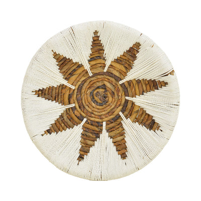 Set Decorativ Perete Cu Cercuri Wicker, Rattan Alb-Bej, Variate, 3 Piese, 50x50x8 cm, detaliu produs