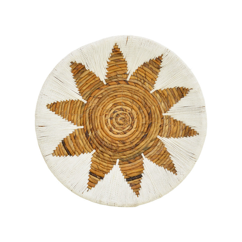 Set Decorativ Perete Cu Cercuri Wicker, Rattan Alb-Bej, Variate, 3 Piese, 50x50x8 cm, perspectiva suplimentara