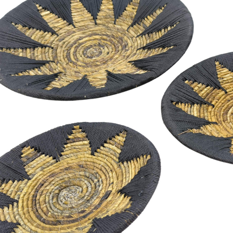 Set Decorativ Perete Ratan Circy, Negru-Bej, Ratan, 3 Piese - Accente Elegante și Naturale pentru Casa Ta!, 50x50x8 cm, imagine suplimentara