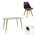 Seturi Mobila Dining Set dining Chloe-Gaston, 5 piese, Antracit-Natural, 120x70x75 cm