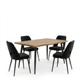 Set dining cu Murde Chairs negru and Neve masă negru 140x80x75cm set 5 piese, Natural, 140x80x75 cm, vedere frontală, MDF, metal, stofă, pentru living sau bucătărie