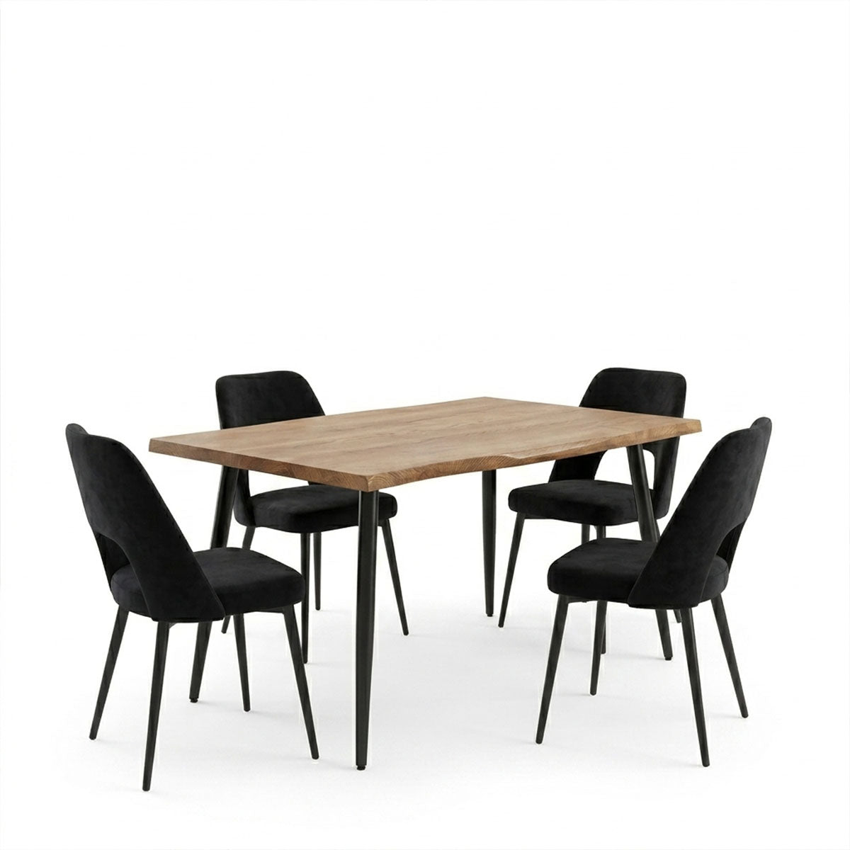 Set dining cu Murde Chairs negru and Neve masă, negru, 140x80x75 cm