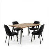 Set dining cu Murde Chairs negru and Neve masă, negru, 140x80x75 cm