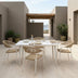 Set dining exterior Ammos Vista, 5 piese, Alb-Natural, aluminiu si ratan PE, 150x80x72 cm