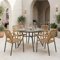 Set dining exterior Appa-Norture, 5 piese, Antracit-Natural, aluminiu si ratan, Ø120x74 cm, imagine principală, metal, lemn, PP, pentru living sau bucătărie