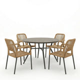 Set dining exterior Appa-Norture, 5 piese, Antracit-Natural, aluminiu si ratan, Ø120x74 cm