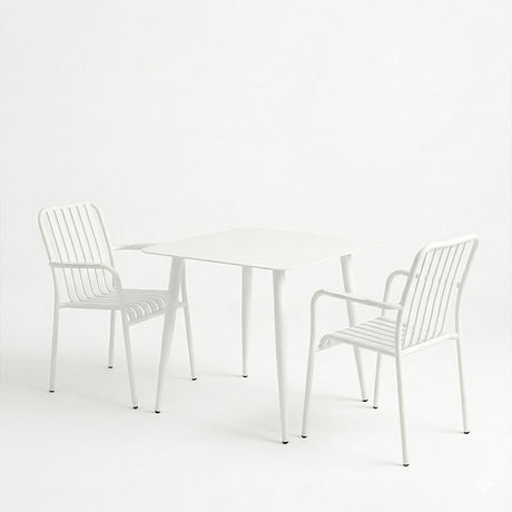Set dining exterior Heven Vista, 3 piese, Negru-Alb, aluminiu, 80x80x72 cm