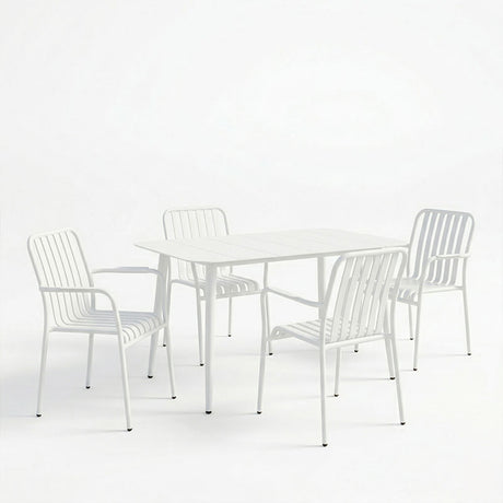 Set dining exterior Heven Vista, 5 piese, Negru-Alb, aluminiu, 120x70x72 cm
