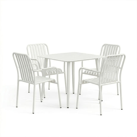 Set dining exterior Heven Vista, 5 piese, Negru-Alb, aluminiu, 80x80x72 cm