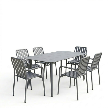 Set dining exterior Heven Vista, 7 piese, aluminiu, Antracit, 150x80x72 cm