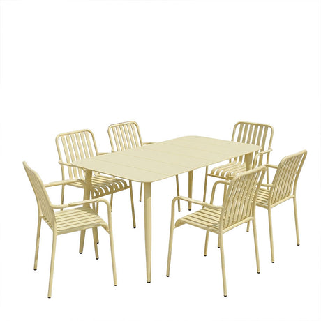 Set dining exterior Heven Vista, 7 piese, aluminiu, Champagne, 120x70x72 cm