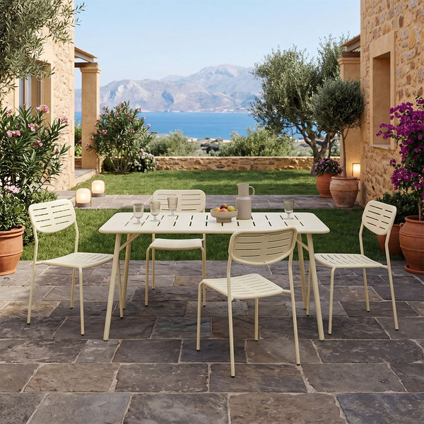 Set dining exterior Moraja Deraby I, 5 piese, Crem, 140x80x72 cm