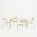 Set dining exterior Moraja Deraby I, 5 piese, Crem, 140x80x72 cm, vedere frontală, metal, pentru living sau bucătărie