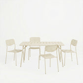 Set dining exterior Moraja Deraby I, 5 piese, Crem, 140x80x72 cm, vedere frontală, metal, pentru living sau bucătărie