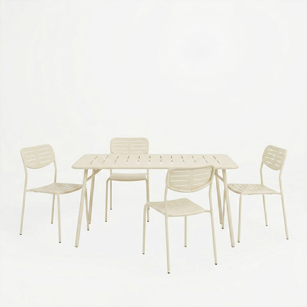 Set dining exterior Moraja Deraby I, 5 piese, Crem, 140x80x72 cm