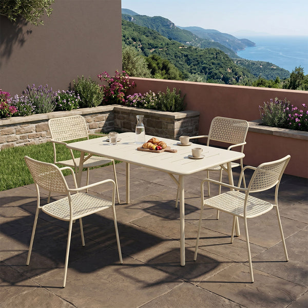 Set dining exterior Moraja Federal, 5 piese, Crem, 140x80x72 cm