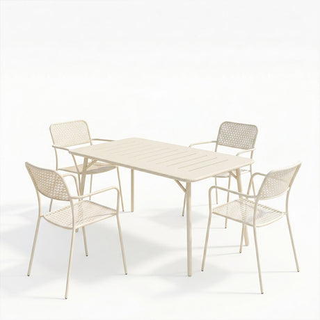 Set dining exterior Moraja Federal, 5 piese, Crem, 140x80x72 cm
