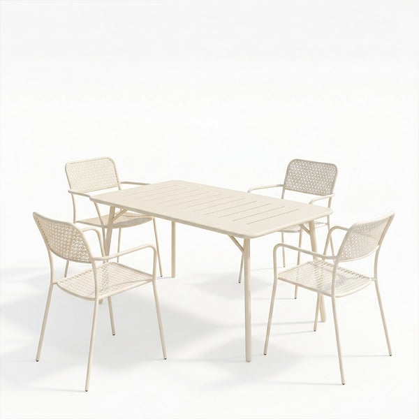 Set dining exterior Moraja Federal, 5 piese, Crem, 140x80x72 cm