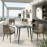 Set dining exterior Peluxe Vista, 3 piese, aluminiu si ratan PE, 80x80x72 cm