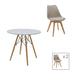 Masa Cu Scaune Set dining Julita-Gaston, 3 piese, Gri-Alb-Natural, 80x80x73 cm