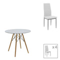 Masa Cu Scaune Set dining Julita-Parker, 5 piese, Alb-Natural, 80x80x73 cm