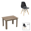 Masa Cu Scaune Set dining Manka-Julita, 5 piese, Negru-Sonoma, 110x80x77 cm