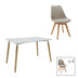 Masa Cu Scaune Set dining Natali-Gaston, 5 piese, Gri-Alb-Natural, 120x80x76 cm