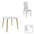 Seturi Mobila Dining Set dining Natali-Parker, 3 piese, Alb-natural, 80x80x76 cm