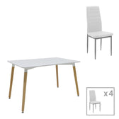 Masa Cu Scaune Set dining Natali-parker, 5 piese, Alb-Natural, 120x80x76 cm