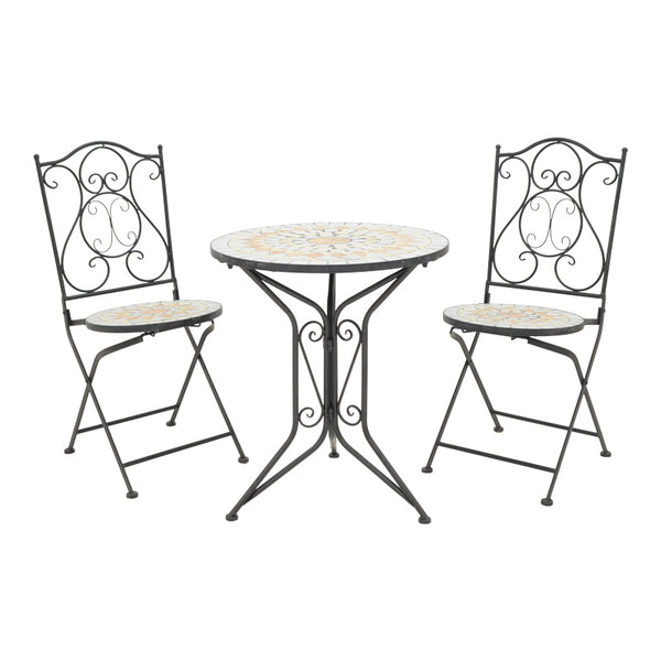 Set dining Sellis, 3 piese, Mozaic, Negru, 60x60x70 cm